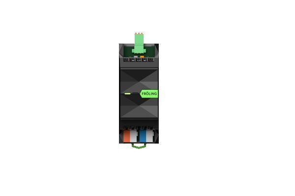 Bemaßte technische Zeichnung der Loxone DALI Extension mit den Abmessungen 88 x 57 x 35