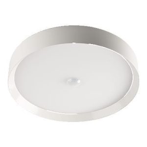 Loxone LED Deckenleuchte in Weiß mit integriertem Präsenzmelder für automatisierte Lichtsteuerung im Smart Home