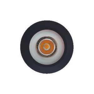 Topansicht eines schwarzen Loxone LED?Einbaudownlights mit zentralem LED?Modul
