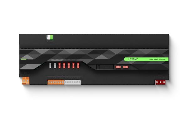 Frontansicht des Loxone Power Supply & Backup Moduls mit AC Inputs