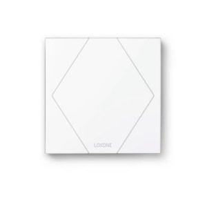 Loxone Touch Pure in Weiß als elegantes Bedienelement zur Steuerung von Licht