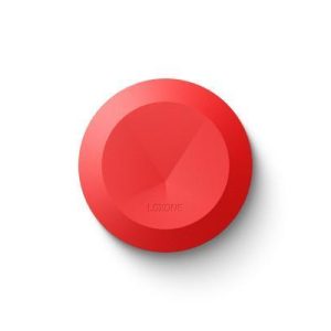 Draufsicht der roten Loxone Alarm Sirene Air zur akustischen und visuellen Alarmierung in Smart Home Systemen.