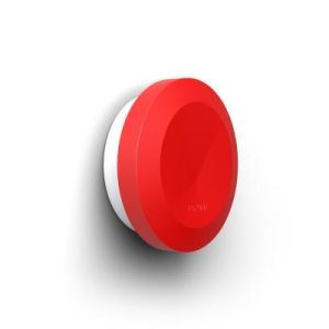 Rote Loxone Alarm Sirene Air für akustische und visuelle Warnsignale in Smart Home und Gebäudeautomation.