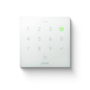 Technische Zeichnung des Loxone NFC Code Touch mit Abmessungen 90x90mm