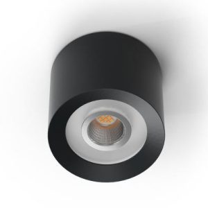 Loxone LED Spot RGBW in Schwarz als Deckenaufbauleuchte