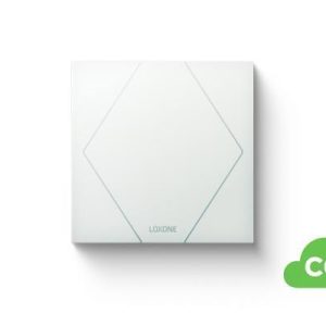 Loxone Touch Flex in Weiß mit CO?-Erkennung zur Steuerung und Luftqualitätsüberwachung im intelligenten Gebäude