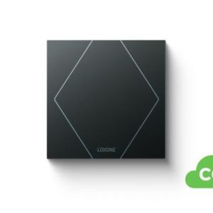 Loxone Touch Flex in Schwarz mit CO?-Erkennung zur flexiblen Steuerung und Luftqualitätsüberwachung im Smart Home