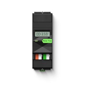 Schmale Ausführung des Loxone Meter Tree Energiezählers mit Display und Anschlussklemmen