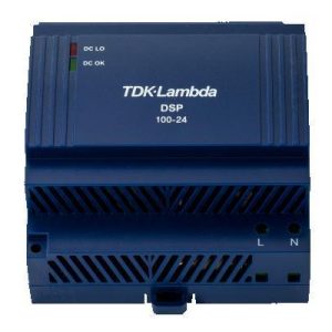 Blaues TDK Lambda DSP 100-24 Netzteil für Hutschienenmontage